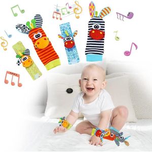Rammelaars Sokken Voor Baby's - Voet Sokken Finder/Pols Bel Riem - Schattige Dieren Educatieve Ontwikkeling Set - Babysokken 1-12 Maanden - Jongens Meisjes