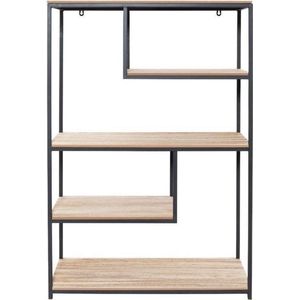 AYD Home Vakkenkast - Industriële kast - Wall Cabinet - 4 Planken - Rustiek - Hout/Metaal - B76 x H116 x D30 cm - Wandkast