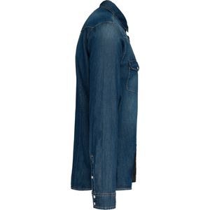 Overhemd Heren XXL Kariban Lange mouw Blue Jean 100% Katoen