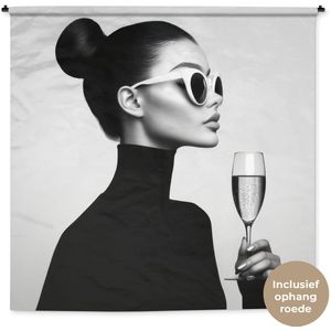 Wandkleed 180x180 cm - Wanddoek Vrouw - Champagne - Modern - Wandtapijt - Wandkleden