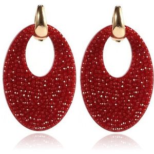 Ovale dames oorbellen Cilla Jewels Bordeaux Goudkleurig