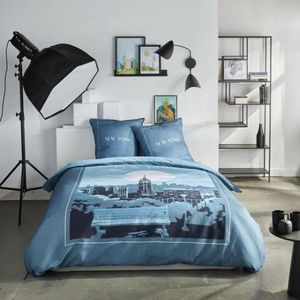 Beddengoedset - TODAY - JAVA - 2 personen - 240 x 220 cm - Katoen - New York print - Blauw