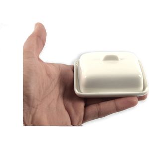 Mini (kruiden)boter -keramiek - kleine boterbel in wit | butter dish - botervlootje met deksel - botervloot porselein|8 x 7x4 cm