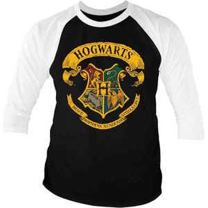 Harry Potter Raglan top -L- Hogwarts Crest Zwart/Wit