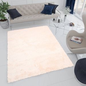 Tapiso Bird Hoogpolig Vloerkleed Woonkamer Beige Shaggy Tapijt Maat- 200x290