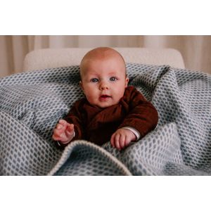 Wiegdeken wol - Pure Baby Love - bee - Blauw