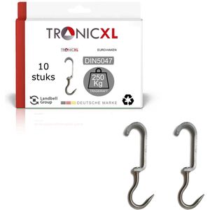 TronicXL 10 stuks Euro Haak DIN 5047 - Robuust Ophangsysteem - Belastbaar tot 250 kg - geschikt voor Buisrails - Hoogwaardige Beugels - Vlees haak
