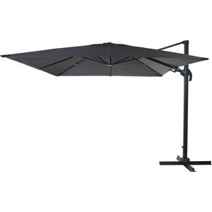 Zweefparasol MCW-A96, 3x4m (Ø5m) draaibaar, polyester/aluminium 26kg ~ antraciet zonder voet