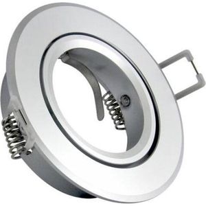 Inbouw spot GU10 - aluminium - rond armatuur - gepolijst - zilver/zilver 95mm