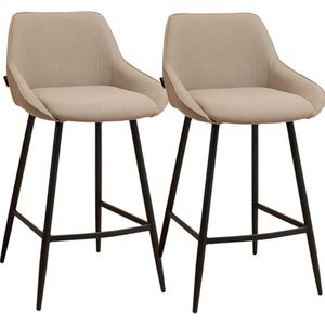 Bronx71® Scandinavische barkruk Lova gerecyclede stof taupe 68 cm - Barkrukken set van 2