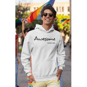 1989 Verjaardagscadeau heren - Witte Hoodie heren met capuchon XL - Awesome - Hoodies