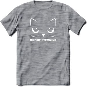 Huidige Stemming - Katten T-Shirt Kleding Cadeau | Dames - Heren - Unisex | Kat / Dieren shirt | Grappig Verjaardag kado | Tshirt Met Print | - Donker Grijs - Gemaleerd - M