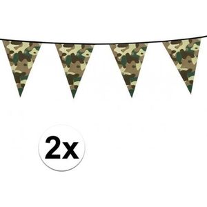 2x Camouflage vlaggenlijn 6 meter - Vlaggenlijnen met legerprint