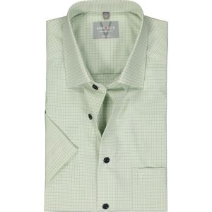 MARVELIS comfort fit overhemd - korte mouw - popeline - lichtgroen met wit geruit - Strijkvrij - Boordmaat: 48