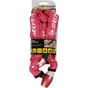 Dunlop Kettingslot - roze - 120 cm - 2 sleutels - fiets/scooter slot