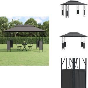 vidaXL Prieel - Priëlen - Pergola - Paviljoen - Prieel met dak 400x300x270 cm staal antracietkleurig