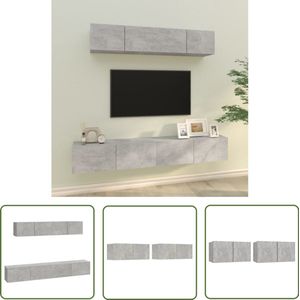 vidaXL 4-delige Tv-meubelset betongrijs hout TV-meubel - Tv Kast - Salontafel - Woonkamerinrichting - Houten Tv-standaard