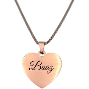 Ketting - Hart - Met Naam - Boaz - Rosegoud