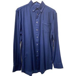GCM heren overhemd - blouse - lange mouwen - blauw print - 5002 - maat M