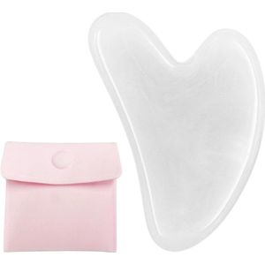 Hartvormig jade Gua Sha-bord massagegereedschap voor gezicht en lichaam - Wit