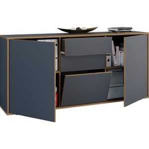 VCM Houten ladekast dressoir highboard dressoirkast kantoormeubilair Salia breedte 160 cm lade draaideuren Houten ladekast dressoir highboard dressoirkast kantoormeubilair Salia breedte 160 cm lade draaideuren