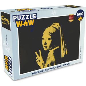 Puzzel Meisje met de parel - Geel - Zwart - Legpuzzel - Puzzel 500 stukjes