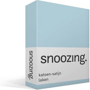 Snoozing - Katoen-satijn - Laken - Eenpersoons - 150x260 cm - Hemel