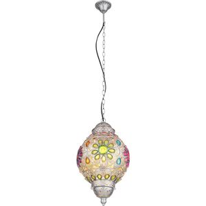 Globo hanglamp Gelasius - zilver - metaal - 27 cm - E27 fitting - 15658H