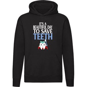 IIt's a beautiful day to save teeth Hoodie - tanden - gebit - tandenborstel - tandarts - superheld - unisex - trui - sweater - capuchon