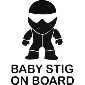 Stickerloods Baby Stig on Board -autoraamsticker- baby in car sticker- 10x13cm