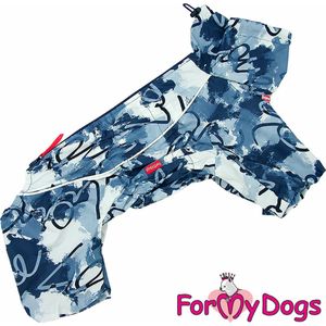 ForMyDogs Hondenkleding Regenpak voor de reu , met ritssluiting op de rug en zijde voering , rug lengte 39 cm