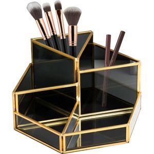 Make-up Organizer - Kosmetica Organizer - 5-voudige Opbergdoos - Zwart - Glas