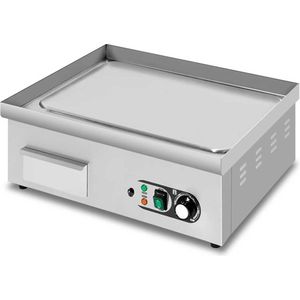 HCB® - Professionele Horeca Bakplaat - glad - 230V - RVS / INOX - Electrisch Teppanyaki Grill apparaat - 47x55x21.5 cm (DxBxH) - 23 kg - 8443