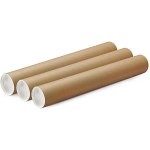 Poster koker van karton - 4x - 670 x 40 mm - Bruin - Verzendkokers - Voor A1 formaat papier