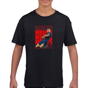Kylian Mbappe - Kinder shirt met tekst- Kinder T-Shirt - zwart - Maat 164- T-Shirt leeftijd 15 tot 16 jaar - Grappige teksten - Cadeau - Shirt cadeau - Voetbal tekst- verjaardag -