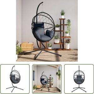 vidaXL Wicker Hangstoel - Hangstoel - Hangstoel met standaard rattan en staal antracietkleurig - Rattan Hangstoel - Outdoor Hangstoel - Tuinhangstoel