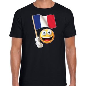 Frankrijk supporter / fan emoticon t-shirt zwart voor heren XXL