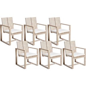Set van 6 stoelen met zitkussen AZZANELLO Acaciahout Gebroken wit