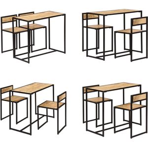 vidaXL 3-delige Eethoek massief mangohout - Eethoek - Eethoeken - Keuken Eethoek - Keuken Eethoeken