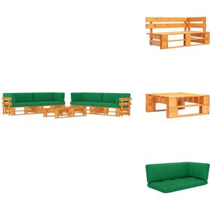 vidaXL Pallet Loungeset - Pallet Loungesets - Tuinset - Tuinsets - 6-delige Loungeset pallet honingbruin geïmpregneerd grenenhout