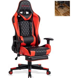 FOXSPORT Game Stoel - Gaming Stoel - Gaming Chair - Bureaustoelen - Bureaustoel Met Nekkussen & Verstelbaar Rugkussen - Instelbare Zithoogte - Gaming Accesoires - Met beensteunen - Roze/Zwart