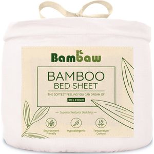 Bamboe Hoeslaken | 1-Persoons Eco Hoeslaken 90cm bij 190cm | Wit | Luxe Bamboe Beddengoed | Hypoallergeen Hoeslaken | Puur Bamboe Viscose Rayon Hoeslaken | Ultra-ademende Stof | Bambaw