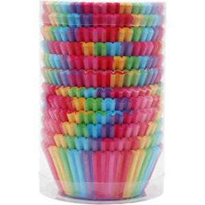 200 stuks regenboogpapieren muffinvormpjes