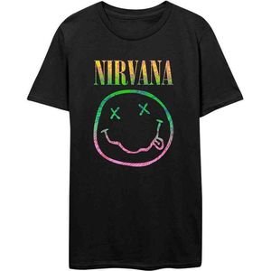 Nirvana - Sorbet Ray Happy Face Heren T-shirt - M - Zwart