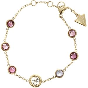 GUESS armband Petra Crystals & 4G Bracelet Yellow Gold / Fuchsia goudkleurig