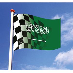 Finish Race/ Saoedi-Arabië geblokte vlag - 150 x 100 cm - Grand Prix Saoedi-Arabië – Formula 1