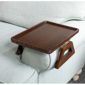 Bamboe bank armtafel, sofatafel voor banken. Sofa Arm lade, fauteuil lade voor tv-diners, afstandsbedieningen, drankjes en snacks - 34,9 x 24,1 cm, bruin