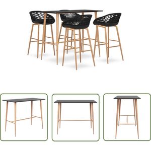 The Living Store 5-delige Barset zwart - Barset - Bartafel - Barkrukken - Zwarte Meubels - Moderne Meubels