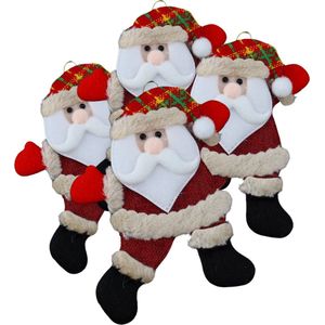 Schattige kerstman kerstpop - 4 stuks! - kerstpop voor in de kerstboom - kerstornament - kerst plushie - kerstpop voor in de kerstkrans - kerstversiering