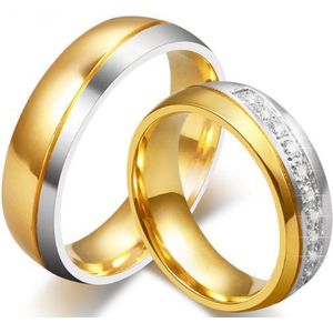 Jonline Prachtige Ringen voor hem en haar|Vriendschapsringen|Trouwringen| Zilver Goud Kleur|Zirkonia